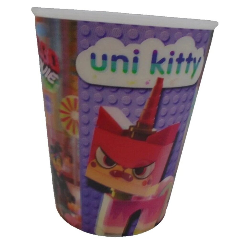 McDonald's The Lego Movie Uni kitty Lenticular 3D Plastic Cup 4.1" Tall 2014
